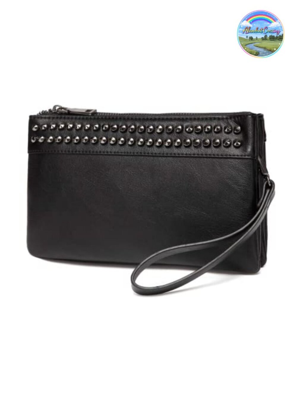 Large Studs Soft Faux Leather Wristlet Clutch Crossbody Wallet